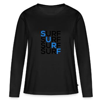 Surf Surf Surf Surf - Frauen Premium Bio Langarmshirt - Schwarz - Vorne - Julia (174cm)