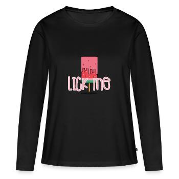 Me lécher - T-shirt manches longues Premium bio Femme - noir - Devant - Julia (174cm)