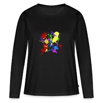 taches de couleur - T-shirt manches longues Premium bio Femme - noir - Devant - Julia (174cm)