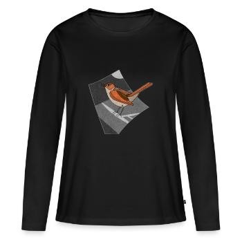 Oiseau rossignol - T-shirt manches longues Premium bio Femme - noir - Devant - Julia (174cm)