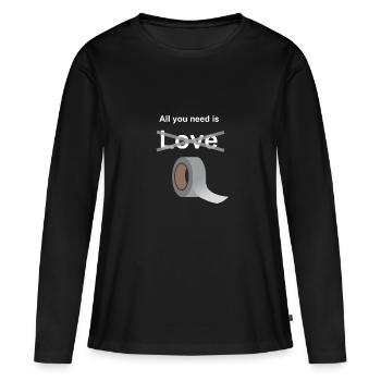 J'aime le ruban adhésif - T-shirt manches longues Premium bio Femme - noir - Devant - Julia (174cm)