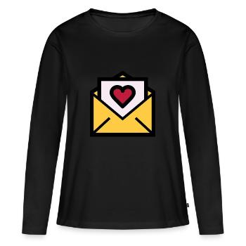 Lettre d'amour pour la Saint Valentin - T-shirt manches longues Premium bio Femme - noir - Devant - Julia (174cm)