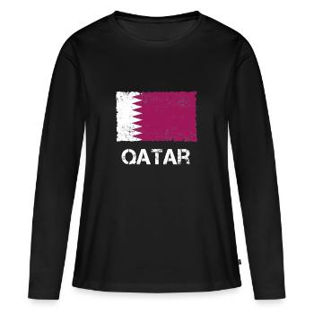 Qatar Vintage - Women's Premium Organic Long Sleeve Shirt - black - Front - Julia (174cm)