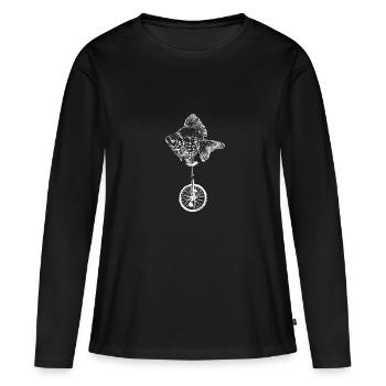 Cirque poisson - T-shirt manches longues Premium bio Femme - noir - Devant - Julia (174cm)