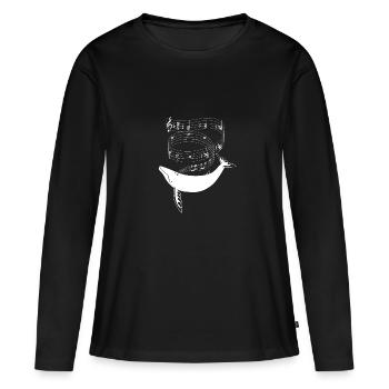 La baleine crée de la musique - T-shirt manches longues Premium bio Femme - noir - Devant - Julia (174cm)