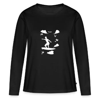 Surfeurs nuages - T-shirt manches longues Premium bio Femme - noir - Devant - Julia (174cm)