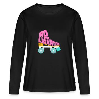 Roller Roller Roller Roller Cadeau - T-shirt manches longues Premium bio Femme - noir - Devant - Julia (174cm)