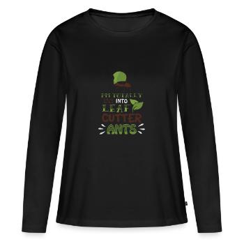 Fourmis feuille tailleur tailleurs insectes cadeau - T-shirt manches longues Premium bio Femme - noir - Devant - Julia (174cm)
