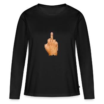 Pixel de doigt moyen censuré - T-shirt manches longues Premium bio Femme - noir - Devant - Julia (174cm)