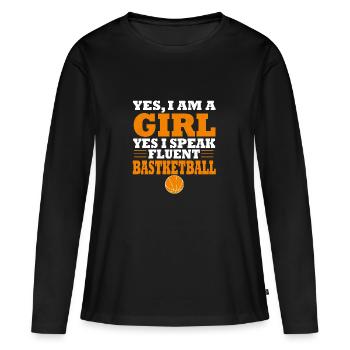 Basketball femme femmes basket disant - T-shirt manches longues Premium bio Femme - noir - Devant - Julia (174cm)