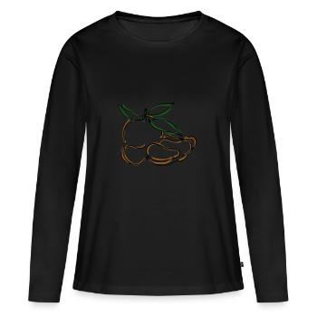 Mandarine - Frauen Premium Bio Langarmshirt - Schwarz - Vorne - Julia (174cm)