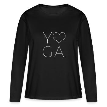 yoga - T-shirt manches longues Premium bio Femme - noir - Devant - Julia (174cm)