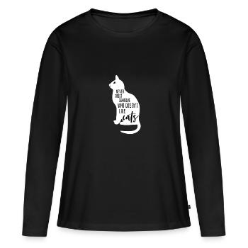 Contour du chat - T-shirt manches longues Premium bio Femme - noir - Devant - Julia (174cm)