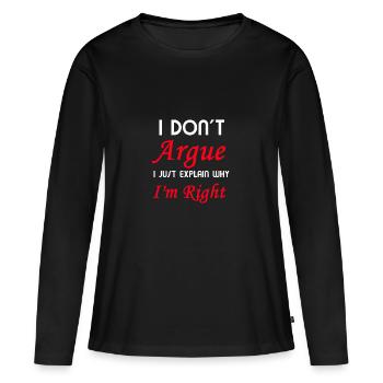 J'ai raison - T-shirt manches longues Premium bio Femme - noir - Devant - Julia (174cm)