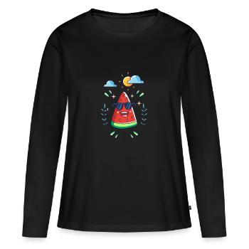 été - T-shirt manches longues Premium bio Femme - noir - Devant - Julia (174cm)