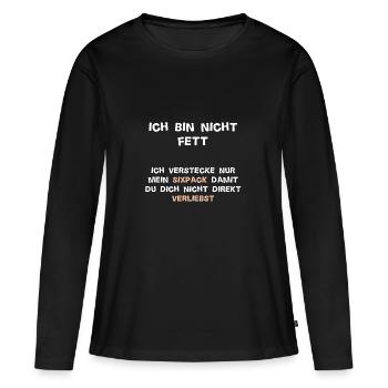 Cacher sixpack / humour cadeau en surpoids - T-shirt manches longues Premium bio Femme - noir - Devant - Julia (174cm)