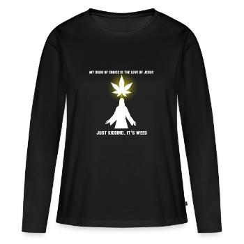 Jésus fume l'idée de cadeau commun - T-shirt manches longues Premium bio Femme - noir - Devant - Julia (174cm)
