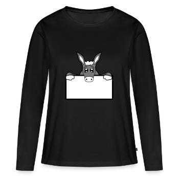 panneau mural mur moitié texte champ surface écrire - T-shirt manches longues Premium bio Femme - noir - Devant - Julia (174cm)