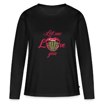 Cactus - Langue - Amour - Aime-moi - T-shirt manches longues Premium bio Femme - noir - Devant - Julia (174cm)