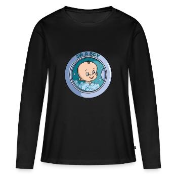 Ich bin ein Junge - Waschmaschine - Frauen Premium Bio Langarmshirt - Schwarz - Vorne - Julia (174cm)