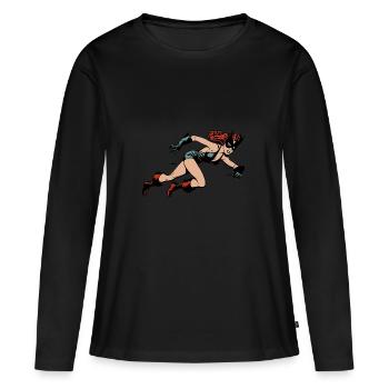 héros - T-shirt manches longues Premium bio Femme - noir - Devant - Julia (174cm)