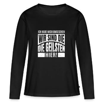 J’ai regardé autour de moi. Nous sommes les plus excités... - T-shirt manches longues Premium bio Femme - noir - Devant - Julia (174cm)