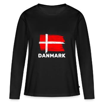 Le Danemark avec le drapeau national - T-shirt manches longues Premium bio Femme - noir - Devant - Julia (174cm)