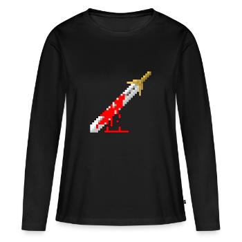 Retro Schwert - blutig - Frauen Premium Bio Langarmshirt - Schwarz - Vorne - Julia (174cm)