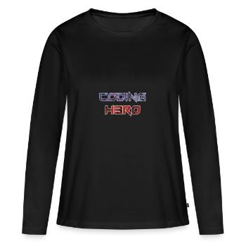 Coding Hero - héros de la programmation - T-shirt manches longues Premium bio Femme - noir - Devant - Julia (174cm)