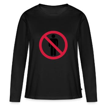 verboten dagegen hinweis schild hass menschen leut - Frauen Premium Bio Langarmshirt - Schwarz - Vorne - Julia (174cm)