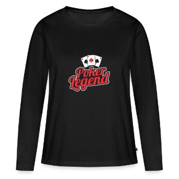 POKER LEGEND - Frauen Premium Bio Langarmshirt - Schwarz - Vorne - Julia (174cm)