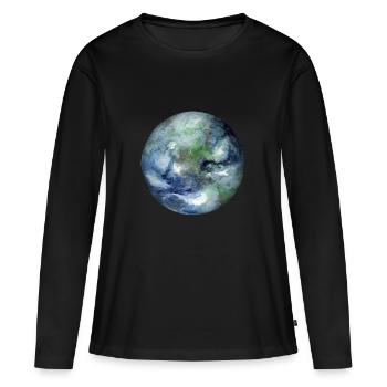 Planète Terre - T-shirt manches longues Premium bio Femme - noir - Devant - Julia (174cm)