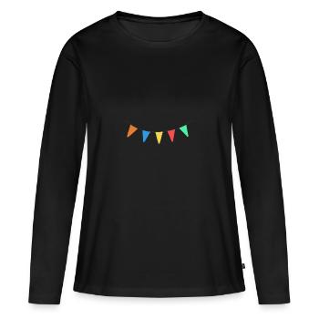 Cadeau de conception de fanion de chaîne de fanion - T-shirt manches longues Premium bio Femme - noir - Devant - Julia (174cm)