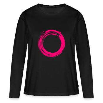 Soleil levant T-shirt Zen Motif de calligraphie - T-shirt manches longues Premium bio Femme - noir - Devant - Julia (174cm)
