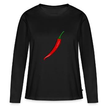 Chili Chili Design chaud pour les nuits chaudes - T-shirt manches longues Premium bio Femme - noir - Devant - Julia (174cm)