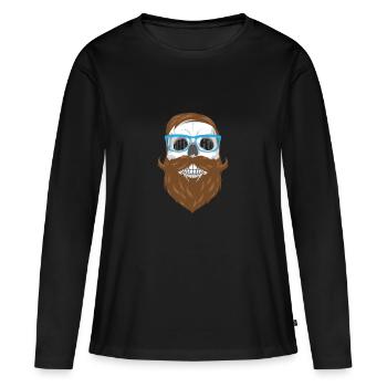 Visage de hipster - T-shirt manches longues Premium bio Femme - noir - Devant - Julia (174cm)