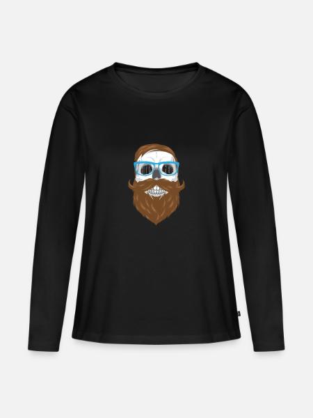 Hipster Face - Frauen Premium Bio Langarmshirt - Schwarz