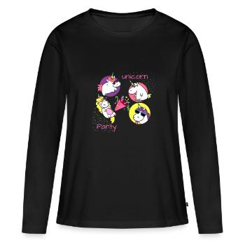 Fête de la licorne! Cadeau de licorne - T-shirt manches longues Premium bio Femme - noir - Devant - Julia (174cm)