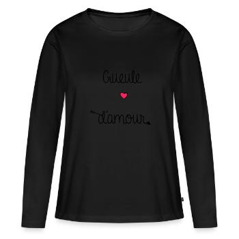 GUEULE D'AMOUR - T-shirt manches longues Premium bio Femme - noir - Devant - Julia (174cm)
