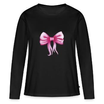 Schleife - Frauen Premium Bio Langarmshirt - Schwarz - Vorne - Julia (174cm)