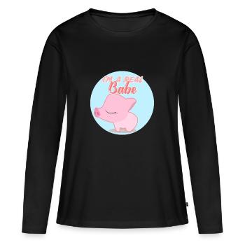 Je suis un vrai bébé Je suis un vrai bébé - T-shirt manches longues Premium bio Femme - noir - Devant - Julia (174cm)