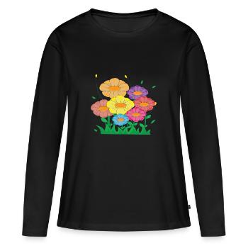 prairie fleur - T-shirt manches longues Premium bio Femme - noir - Devant - Julia (174cm)