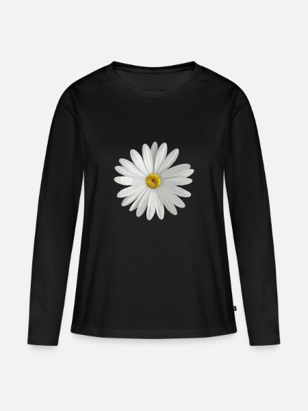 Gänseblümchen - Frauen Premium Bio Langarmshirt - Schwarz
