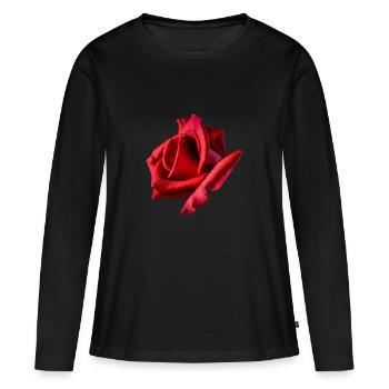 Rote Rose - Frauen Premium Bio Langarmshirt - Schwarz - Vorne - Julia (174cm)