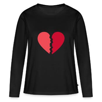 Gebrochenes Herz Traurig Trennung Geschenk - Frauen Premium Bio Langarmshirt - Schwarz - Vorne - Julia (174cm)