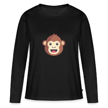 émoticône de singe marron - T-shirt manches longues Premium bio Femme - noir - Devant - Julia (174cm)