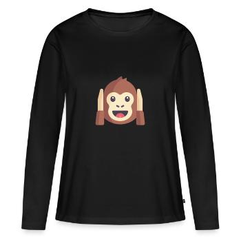 émoticône de singe mignon - T-shirt manches longues Premium bio Femme - noir - Devant - Julia (174cm)