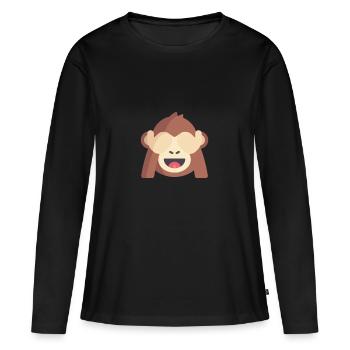 émoticône de singe mignon - T-shirt manches longues Premium bio Femme - noir - Devant - Julia (174cm)