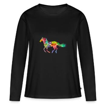 Cheval Couleur - T-shirt manches longues Premium bio Femme - noir - Devant - Julia (174cm)