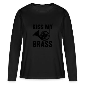 Kiss my Brass brass band gift idea horn - Women's Premium Organic Long Sleeve Shirt - black - Front - Julia (174cm)
